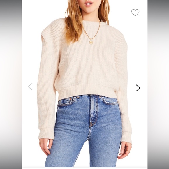 Cropped long sleeve knit Future Nostalgia sweater with shoulder tucks - Picture 2 of 3